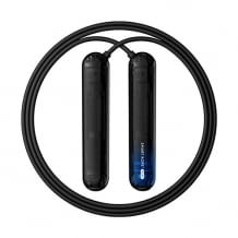 Smart jump rope with transparent polycarbonate handles and magnetic sensors, including a free app, suitable for cardio training