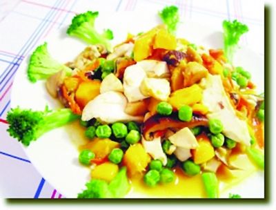 Broccoli with mango— Chinese food healthy recipe for broccoli