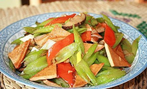 Celery five spice tofu—Chinese food nutritous healthy recipe