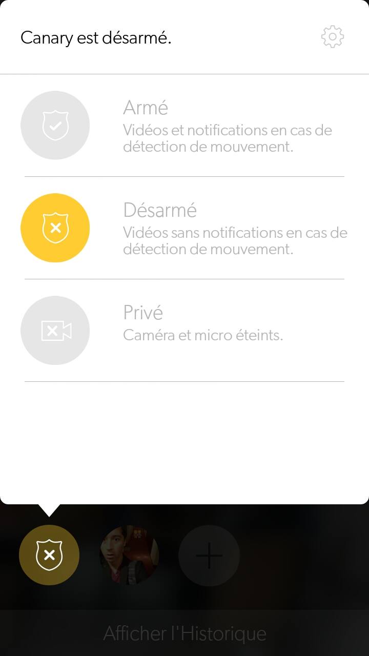 canary camera disarmed app