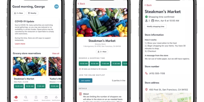 application OpenTable modifiée à cause du covid-19